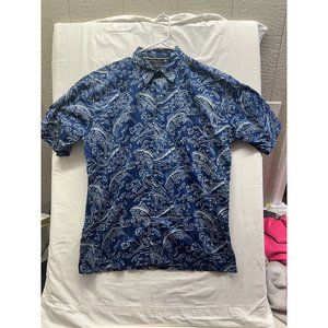 Pete Huntington Handcrafted Men’s Med Handcrafted Polo Shirt‎ Fish Hawaiian